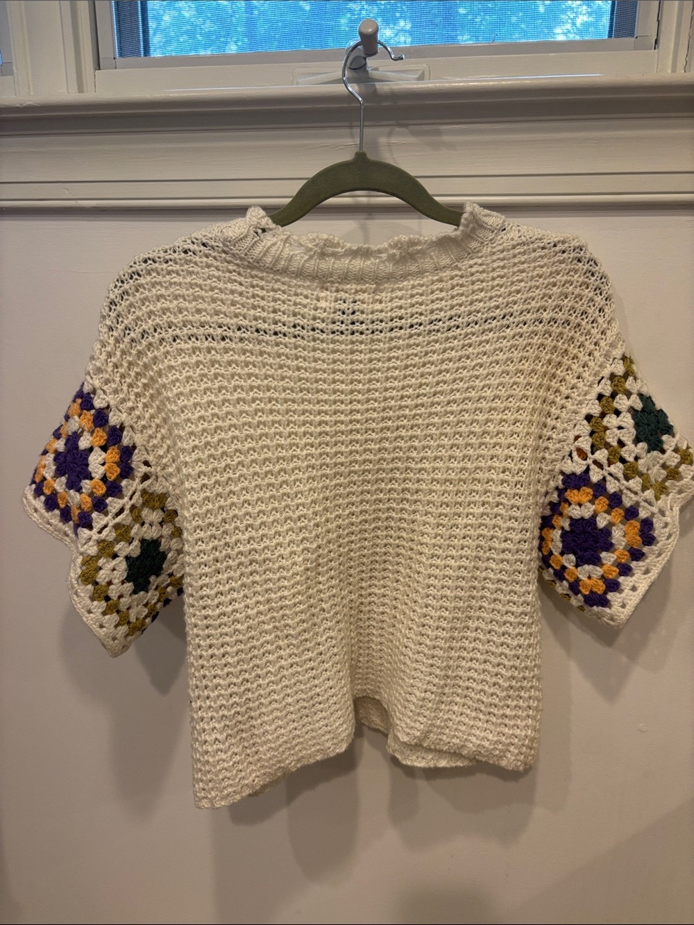 Universal Thread Cream Crochet Open-Knit Sweater Top